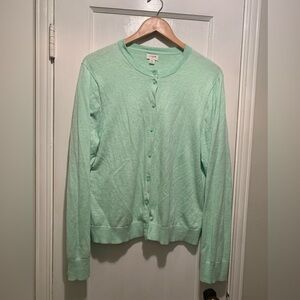 J. Crew 100% Cotton Mint Green XXL Cardigan